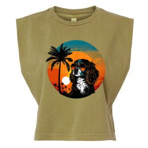 Funny Cavalier King Charles Spaniel Cute Cool Sunglasses Garment-Dyed Women's Muscle Tee