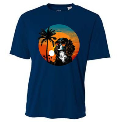 Funny Cavalier King Charles Spaniel Cute Cool Sunglasses Cooling Performance Crew T-Shirt