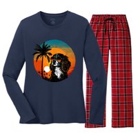 Funny Cavalier King Charles Spaniel Cute Cool Sunglasses Women's Long Sleeve Flannel Pajama Set 