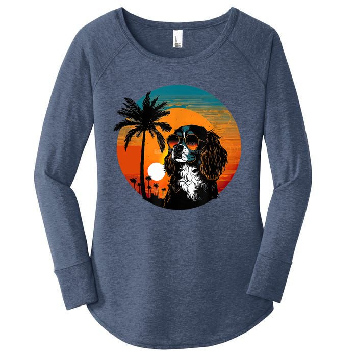 Funny Cavalier King Charles Spaniel Cute Cool Sunglasses Women's Perfect Tri Tunic Long Sleeve Shirt