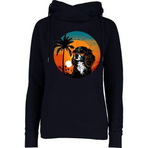 Funny Cavalier King Charles Spaniel Cute Cool Sunglasses Womens Funnel Neck Pullover Hood