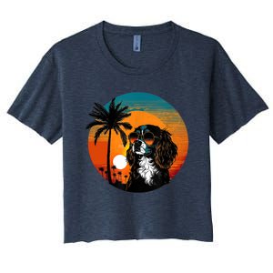 Funny Cavalier King Charles Spaniel Cute Cool Sunglasses Women's Crop Top Tee