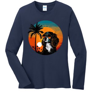 Funny Cavalier King Charles Spaniel Cute Cool Sunglasses Ladies Long Sleeve Shirt