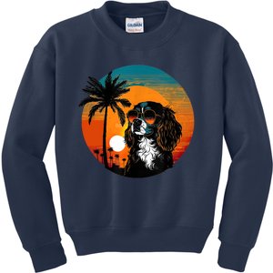 Funny Cavalier King Charles Spaniel Cute Cool Sunglasses Kids Sweatshirt