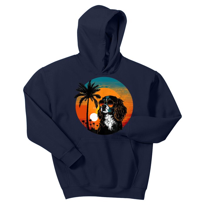 Funny Cavalier King Charles Spaniel Cute Cool Sunglasses Kids Hoodie