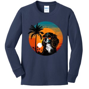 Funny Cavalier King Charles Spaniel Cute Cool Sunglasses Kids Long Sleeve Shirt