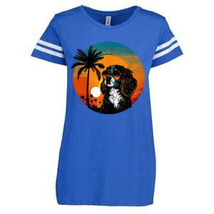 Funny Cavalier King Charles Spaniel Cute Cool Sunglasses Enza Ladies Jersey Football T-Shirt