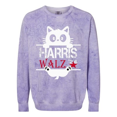 Funny Cat Kamala Harris Walz Us 2024 Elections Colorblast Crewneck Sweatshirt