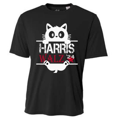 Funny Cat Kamala Harris Walz Us 2024 Elections Cooling Performance Crew T-Shirt