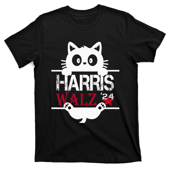 Funny Cat Kamala Harris Walz Us 2024 Elections T-Shirt