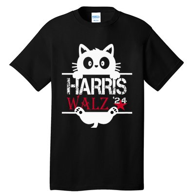 Funny Cat Kamala Harris Walz Us 2024 Elections Tall T-Shirt