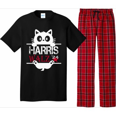 Funny Cat Kamala Harris Walz Us 2024 Elections Pajama Set