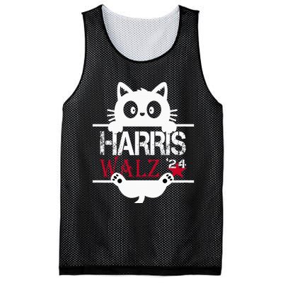 Funny Cat Kamala Harris Walz Us 2024 Elections Mesh Reversible Basketball Jersey Tank