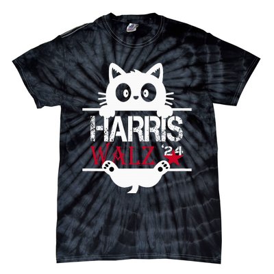 Funny Cat Kamala Harris Walz Us 2024 Elections Tie-Dye T-Shirt