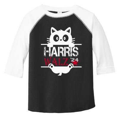 Funny Cat Kamala Harris Walz Us 2024 Elections Toddler Fine Jersey T-Shirt