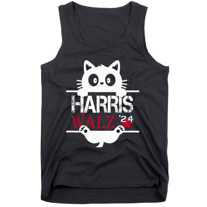 Funny Cat Kamala Harris Walz Us 2024 Elections Tank Top