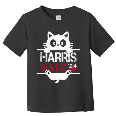 Funny Cat Kamala Harris Walz Us 2024 Elections Toddler T-Shirt