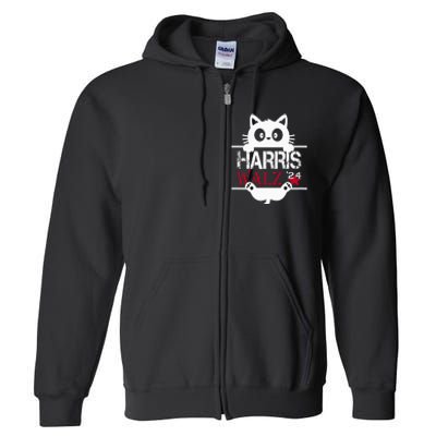 Funny Cat Kamala Harris Walz Us 2024 Elections Full Zip Hoodie