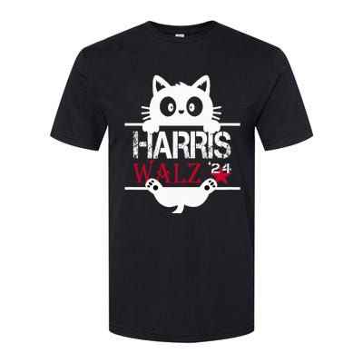 Funny Cat Kamala Harris Walz Us 2024 Elections Softstyle CVC T-Shirt