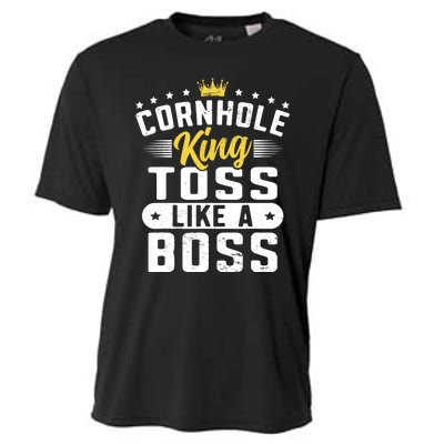 Funny Cornhole King Toss Like A Boss Bean Bag Toss Corn Star Cooling Performance Crew T-Shirt