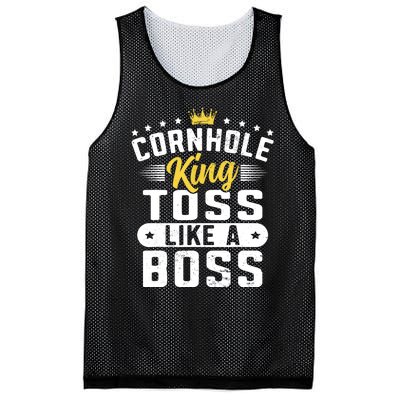 Funny Cornhole King Toss Like A Boss Bean Bag Toss Corn Star Mesh Reversible Basketball Jersey Tank