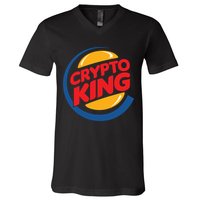 Funny Crypto King Logo V-Neck T-Shirt