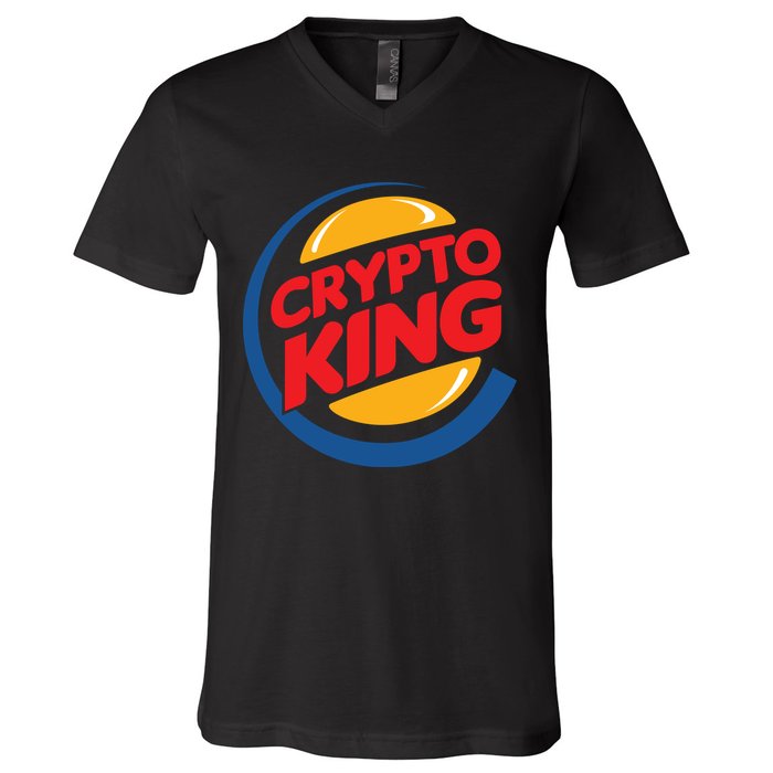 Funny Crypto King Logo V-Neck T-Shirt