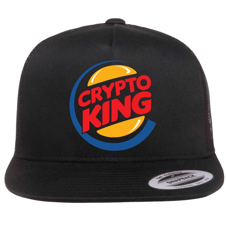 Funny Crypto King Logo Flat Bill Trucker Hat