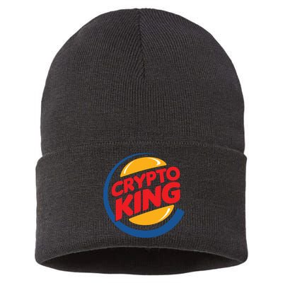 Funny Crypto King Logo Sustainable Knit Beanie
