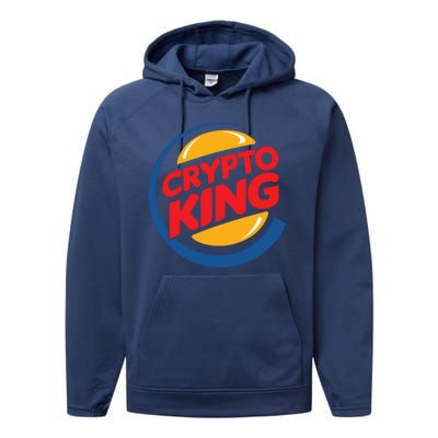 Funny Crypto King Logo Performance Fleece Hoodie