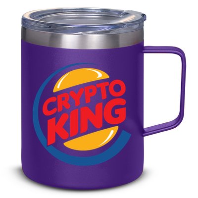 Funny Crypto King Logo 12oz Stainless Steel Coffee Mug