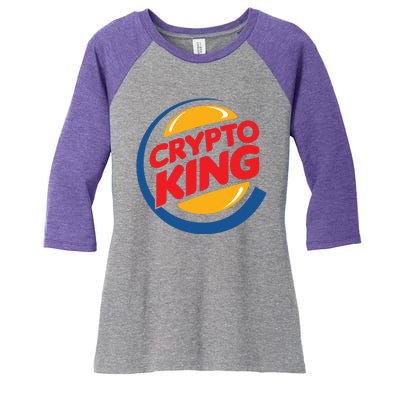 Funny Crypto King Logo Women's Tri-Blend 3/4-Sleeve Raglan Shirt