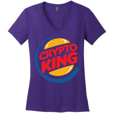 Funny Crypto King Logo Women's V-Neck T-Shirt