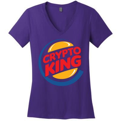 Funny Crypto King Logo Women's V-Neck T-Shirt