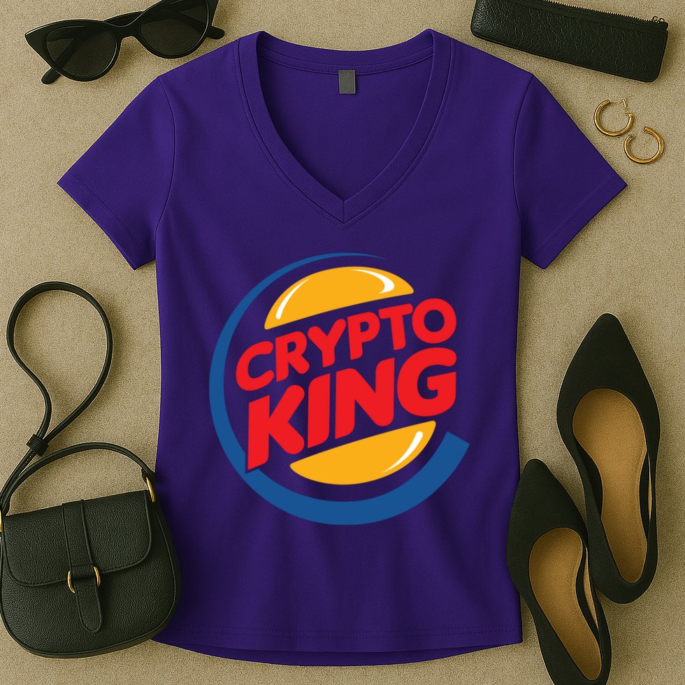 Funny Crypto King Logo Women's V-Neck T-Shirt