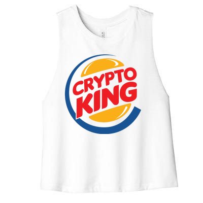 Funny Crypto King Logo Women's Racerback Cropped Tank