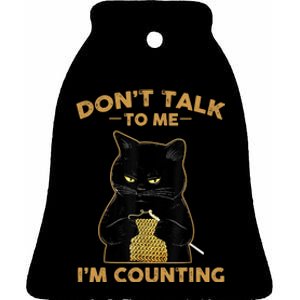 Funny Cat Knits Don't Talk To Me I'm Counting Knitting Ceramic Bell Ornament