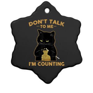 Funny Cat Knits Don't Talk To Me I'm Counting Knitting Ceramic Star Ornament