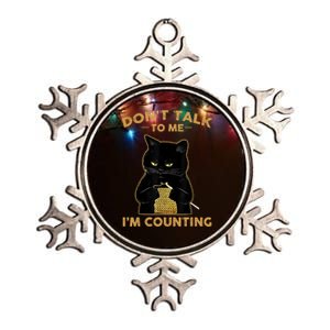 Funny Cat Knits Don't Talk To Me I'm Counting Knitting Metallic Star Ornament