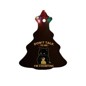 Funny Cat Knits Don't Talk To Me I'm Counting Knitting Ceramic Tree Ornament