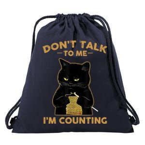 Funny Cat Knits Don't Talk To Me I'm Counting Knitting Drawstring Bag