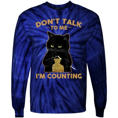 Funny Cat Knits Don't Talk To Me I'm Counting Knitting Tie-Dye Long Sleeve Shirt