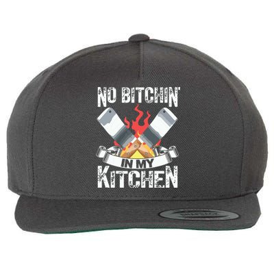 Funny Chef Knife Cook Design No Bitchin In My Kitchen Wool Snapback Cap