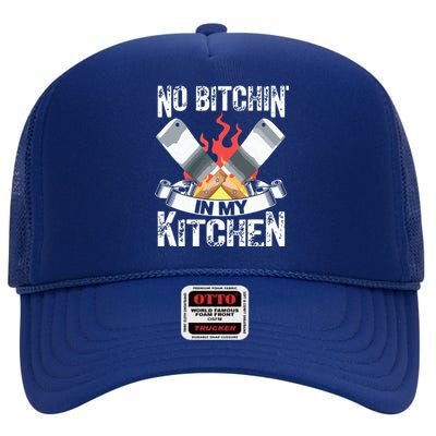 Funny Chef Knife Cook Design No Bitchin In My Kitchen High Crown Mesh Back Trucker Hat