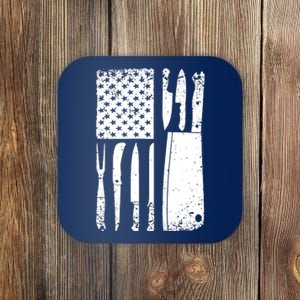 Funny Chef Knife American Flag Design For Men Women Patriot Coaster