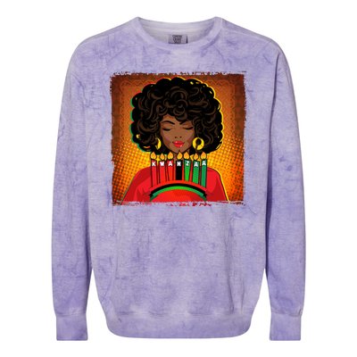 Festive Celebrate Kwanzaa Black African American Woman Colorblast Crewneck Sweatshirt