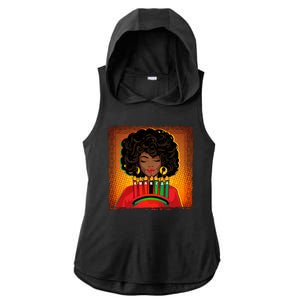 Festive Celebrate Kwanzaa Black African American Woman Ladies PosiCharge Tri-Blend Wicking Draft Hoodie Tank