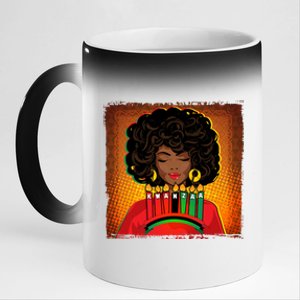 Festive Celebrate Kwanzaa Black African American Woman 11oz Black Color Changing Mug