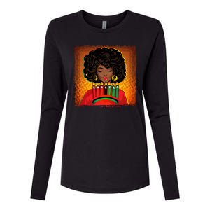 Festive Celebrate Kwanzaa Black African American Woman Womens Cotton Relaxed Long Sleeve T-Shirt