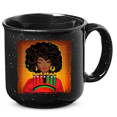Festive Celebrate Kwanzaa Black African American Woman 15oz Campfire Ceramic Mug